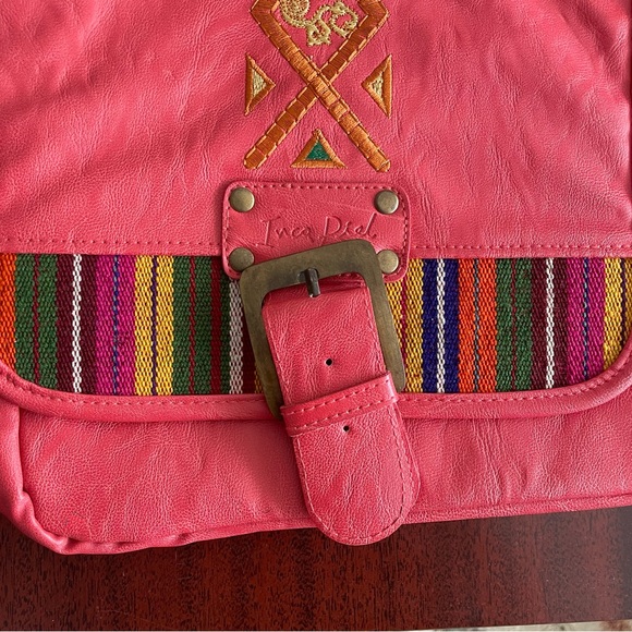NWOT Peña Inca Piel Red Embroidered Crossbody Bag - Picture 3 of 13